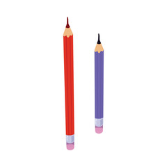 Drawing pencils school supplies and calligraphy tools, flat vector isolated.