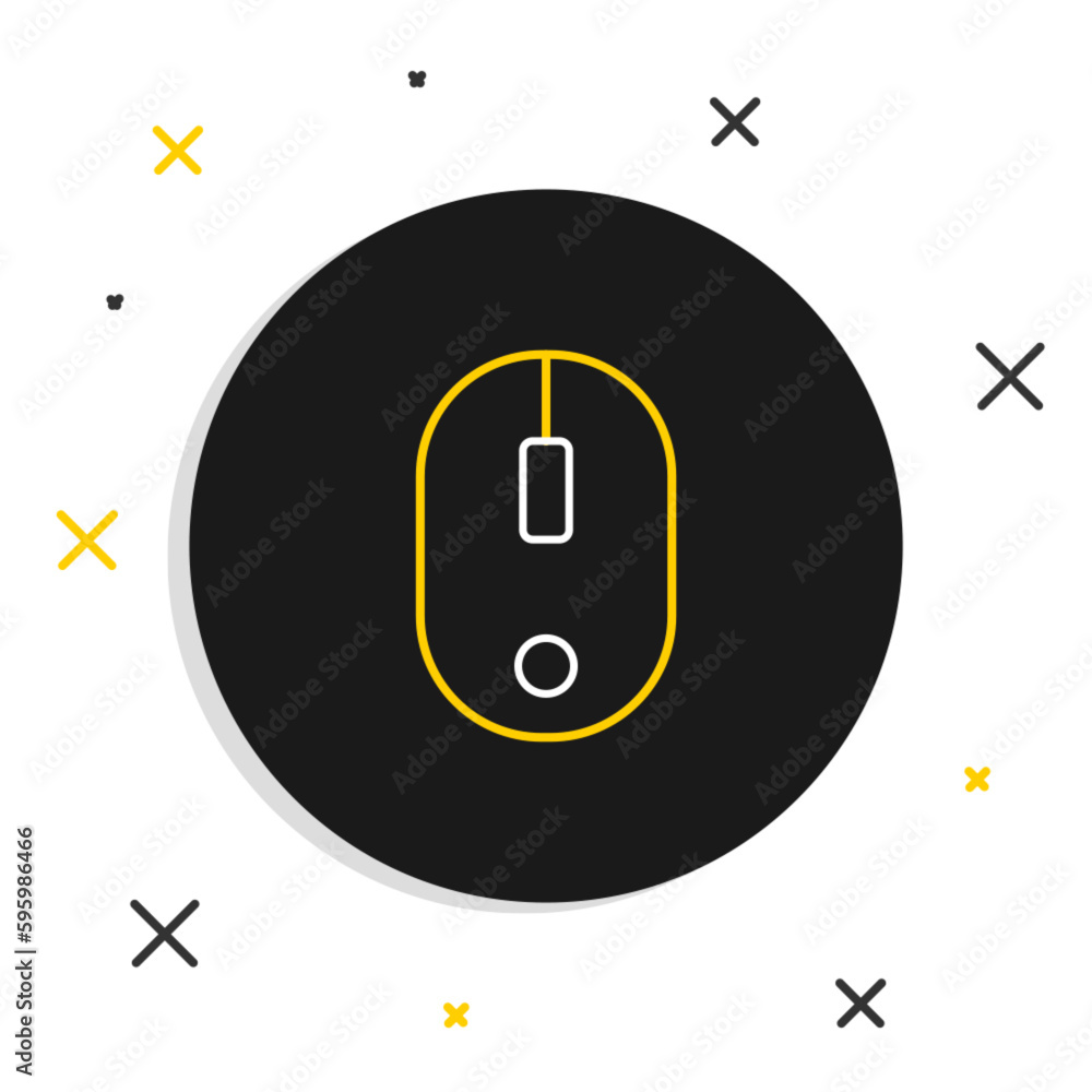 Poster line computer mouse icon isolated on white background. optical with wheel symbol. colorful outline c