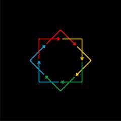 Circular arrow icon isolated on black background 