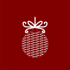  Christmas ball icon isolated on red background.