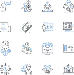 Payroll line icons collection. Wages, Deductions, Taxes, Benefits, Compensation, Paychecks, Gross vector and linear illustration. Net,Paystub,Earnings outline signs set
