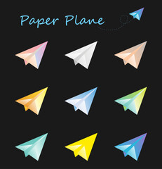 Paper Plane Icon. Colorful Origami Airplane Set. Message Sending Icon For Chatting, Website, Mobile App. Paper Plane Logo Design Vector Illustration