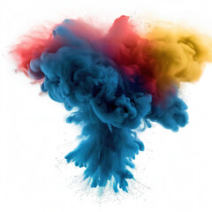 Colorful Burst - Multiple colorful smoke powder explosion fluid ink particles slow motion with Generative AI.