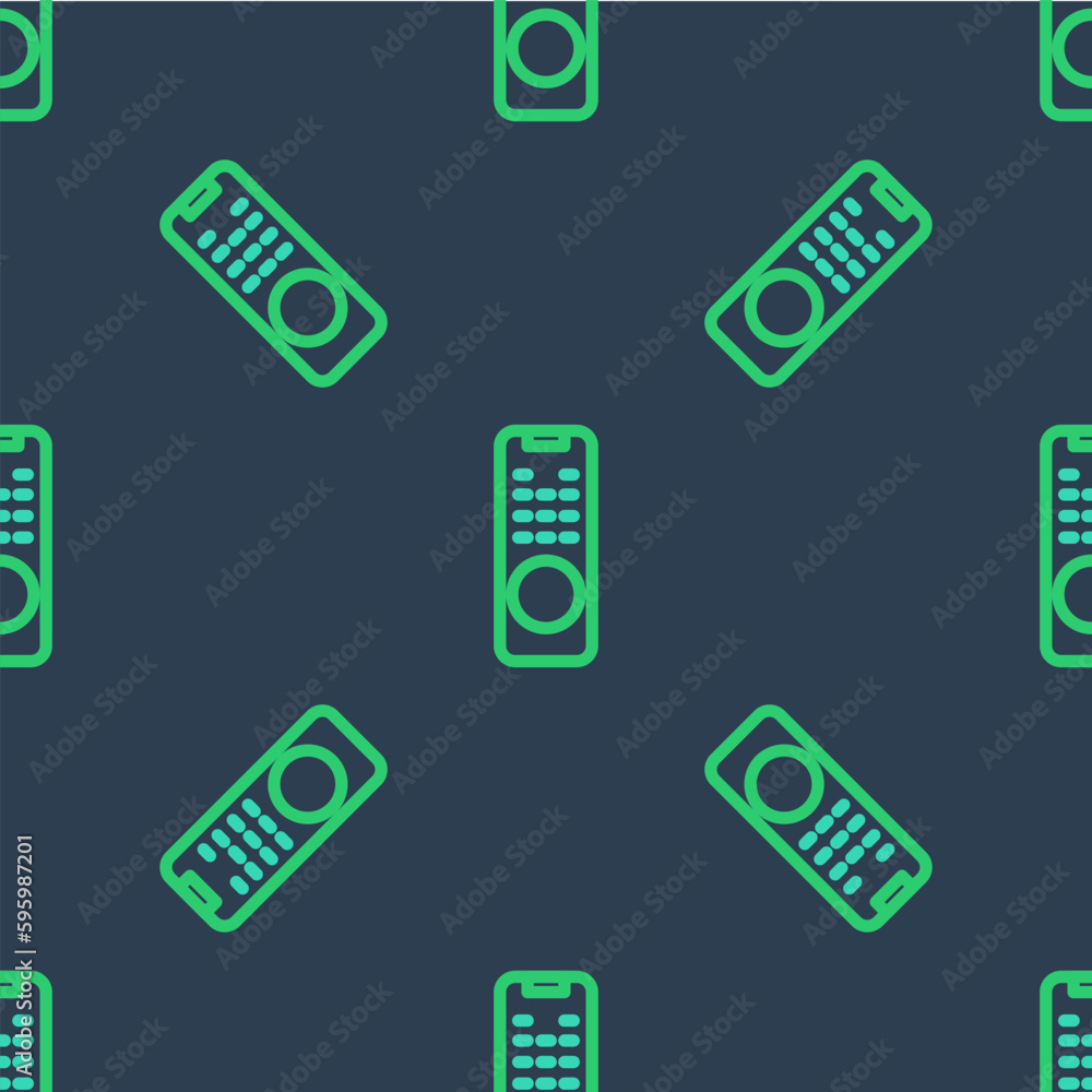 Poster line remote control icon isolated seamless pattern on blue background. vector