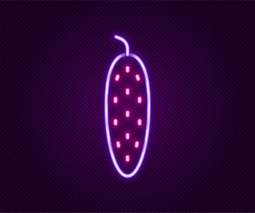 Glowing neon line Fresh cucumber icon isolated on black background. Colorful outline concept. Vector