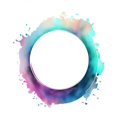 Fototapeta na wymiar Abstract circle watercolor splash, graphic design frame with text for banner, flyer, poster, advertisement with Generative AI.