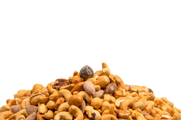 Fototapeta na wymiar A group of almonds, pistachios, walnuts, macadamia, cashews.