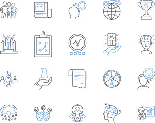 Organization Progress line icons collection. Advancement, Growth, Momentum, Development, Improvement, Prosperity, Evolution vector and linear illustration. Innovation,Breakthrough,Expansion outline