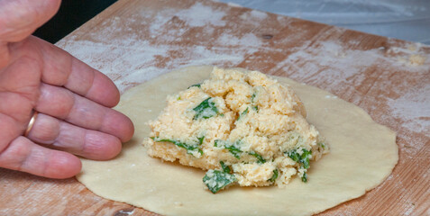 Traditional Cypriot Flaouna delicious Greek Easter Cheese Bread. Flaounes are traditionally prepared for Easter by Orthodox Cypriots.