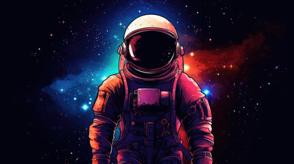 abstruct illustration of an astronaut with colored background