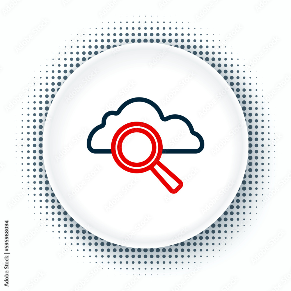 Poster line search cloud computing icon isolated on white background. magnifying glass and cloud. colorful 