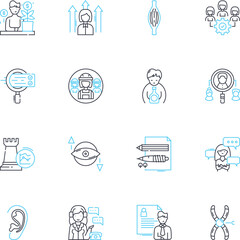 Fundamental freedoms linear icons set. Liberty, Equality, Democracy, Sovereignty, Humanism, Justice, Civil line vector and concept signs. Protest,Activism,Peace outline illustrations