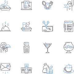 Emporium line icons collection. Boutique, Luxe, Marketplace, Showroom, Exclusive, Upscale, Opulent vector and linear illustration. Chic,Glamorous,Swanky outline signs set