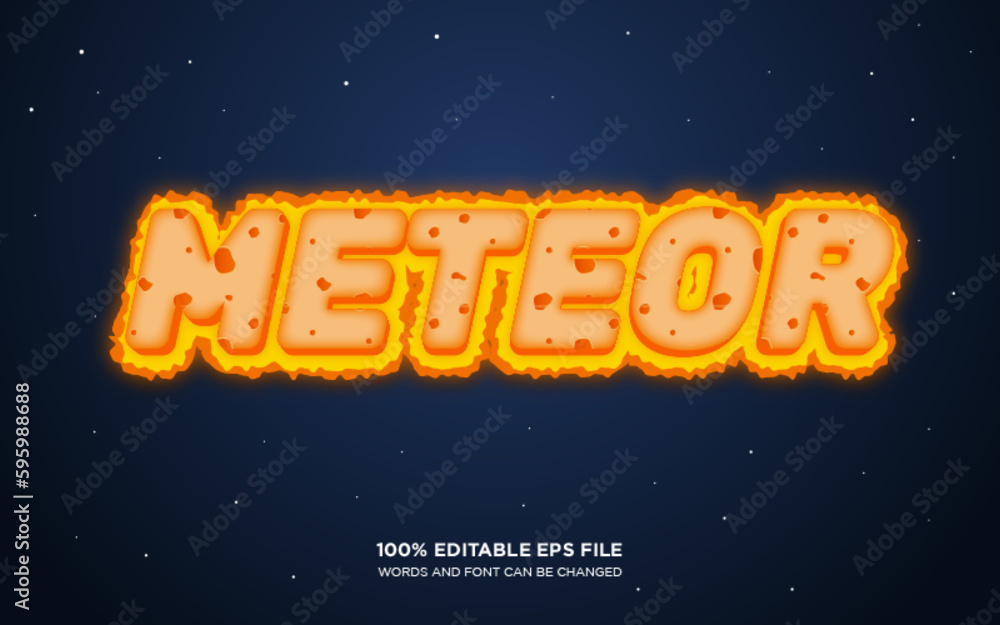 Poster meteor 3d editable text style effect