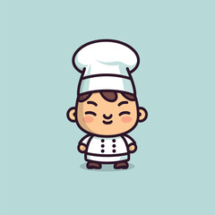 Cute kawaii chef chibi mascot vector cartoon style