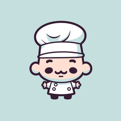 Cute kawaii chef chibi mascot vector cartoon style