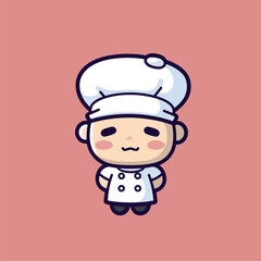 Cute kawaii chef chibi mascot vector cartoon style