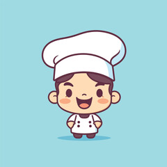 Cute kawaii chef chibi mascot vector cartoon style