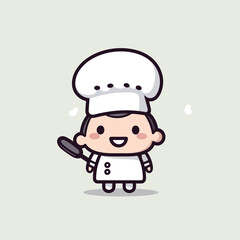 Cute kawaii chef chibi mascot vector cartoon style