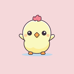 Cute kawaii chicken chibi mascot vector cartoon style