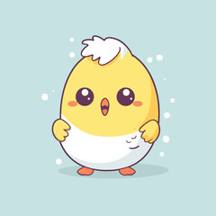 Cute kawaii chicken chibi mascot vector cartoon style