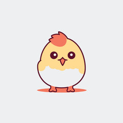 Cute kawaii chicken chibi mascot vector cartoon style