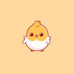 Cute kawaii chicken chibi mascot vector cartoon style