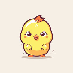 Cute kawaii chicken chibi mascot vector cartoon style