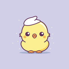 Cute kawaii chicken chibi mascot vector cartoon style