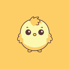 Cute kawaii chicken chibi mascot vector cartoon style