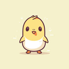 Cute kawaii chicken chibi mascot vector cartoon style
