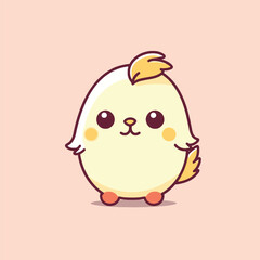 Cute kawaii chicken chibi mascot vector cartoon style
