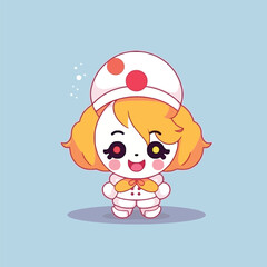 Cute kawaii clown chibi mascot vector cartoon style
