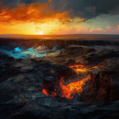 The Skyline Of Hawaii Volcanoes National Park - Masterpiece Of Vincent Van Gogh Style 