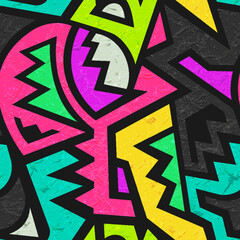 Graffiti seamless pattern with grunge effect