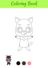 Coloring page happy Tasmanian devil. Coloring book for kids. Educational activity for preschool years kids and toddlers with cute animal. Vector stock illustration