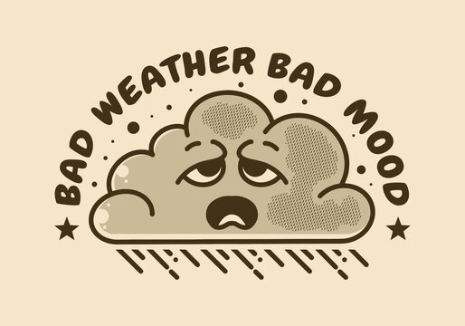 Mascot Character Design Of A Cloud With Sad Face