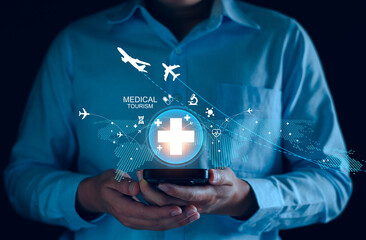 Medical tourism concept, Health tourism and international medical travel insurance. Medical Hub....