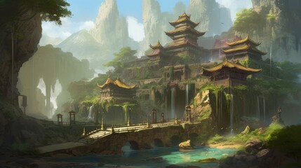 Naklejka premium RPG Journey Game Art Wallpaper Background