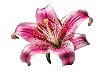 Pink lilly flower head on transparent background, created with generative AI