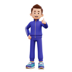 3d male character give a thumb up