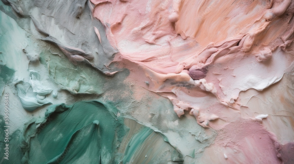 Poster a close up view of a multi colored wall with paint. generative ai