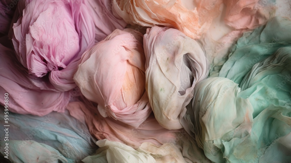 Poster a mixture of different colors of fabric on top of each other. generative ai