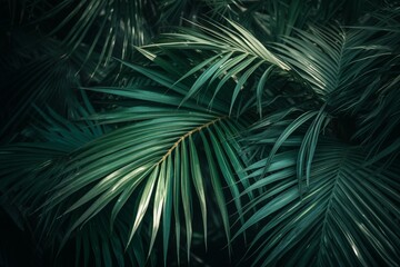 Tropical palm leaves for summer design. Exotic Hawaiian jungle for trendy posters, brochures and more. Generative AI