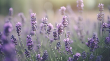 Fototapeta na wymiar a field of lavender flowers with a blurry back ground. generative ai
