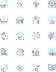 Political strategies linear icons set. Lobbying, Campaigning, Fundraising, Messaging, Mobilization, Advertising, Debating line vector and concept signs. Spin,Grassroots,Opposition outline