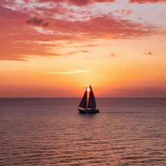 Obraz na płótnie Canvas Boot bei Sonnenuntergang
