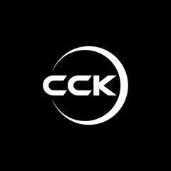 CCK letter logo design with black background in illustrator, cube logo, vector logo, modern alphabet font overlap style. calligraphy designs for logo, Poster, Invitation, etc.