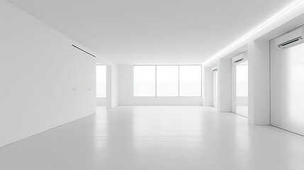 Minimalistic white interior; empty interior. Generative Ai