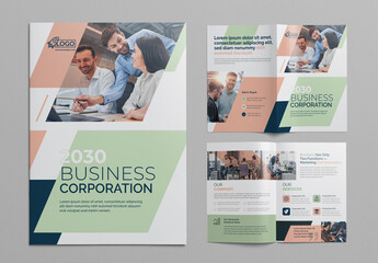 Corporate Bifold Brochure Template With Multicolored Accents